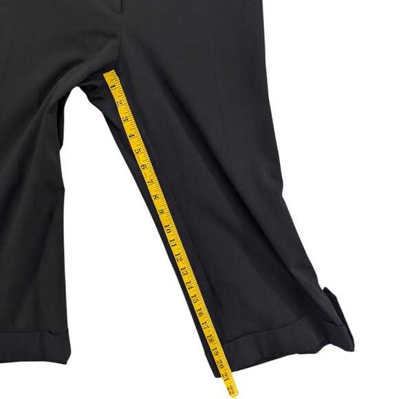 Cache Cropped Pants Womens Black Straight Leg Cuffed Flat Front Size 8 - Picture 10 of 12